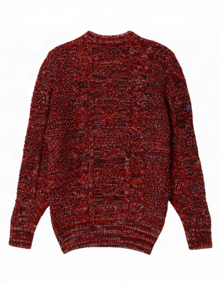 Pulover Superdry pentru bărbați, cu gât de barcă, acrilic cu pete roșu mediu