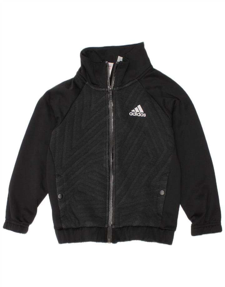 Jachetă de top pentru trening cu grafic pentru băieți Adidas 5-6 ani, neagră, geometrică