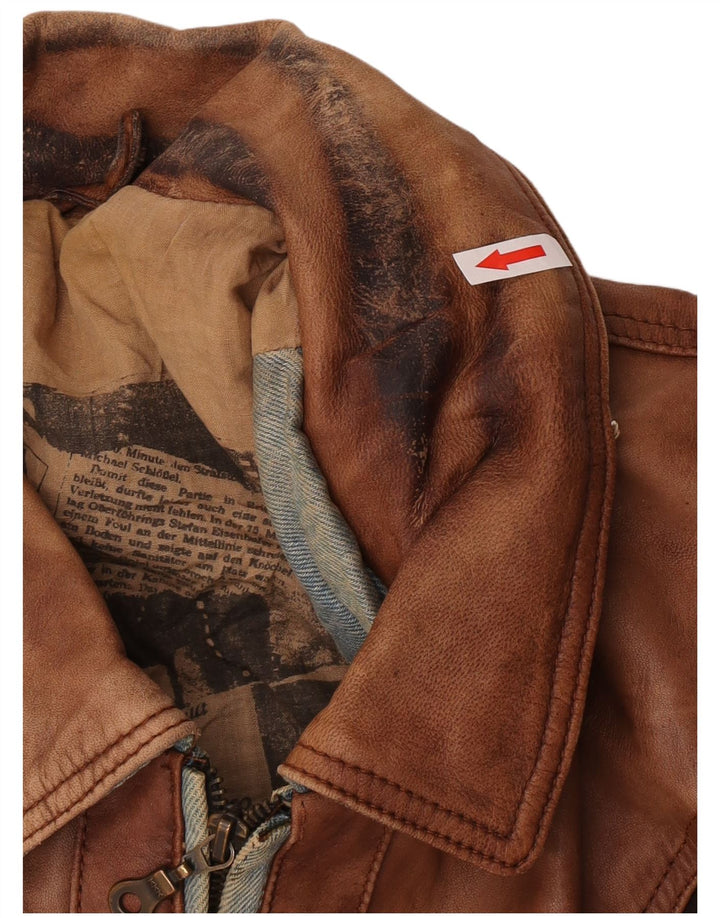 Jachetă din piele vintage pentru bărbați, UK 42 XL, maro, mozaic
