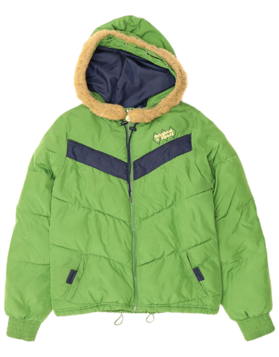 Jachetă căptușită cu glugă Adidas pentru femei EU 38 Medium Green Colorblock Poliester