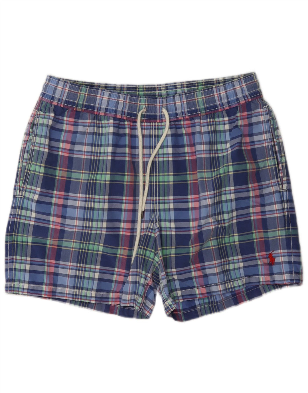 Pantaloni scurți de înot Polo Ralph Lauren pentru bărbați, bumbac cu carouri albastre medii