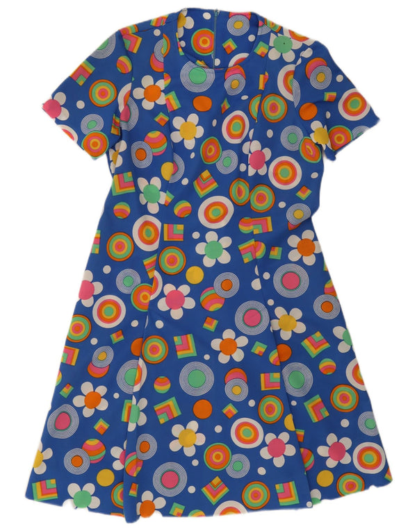 Rochie vintage pentru femei în linie A UK 12 Medium Blue Floral