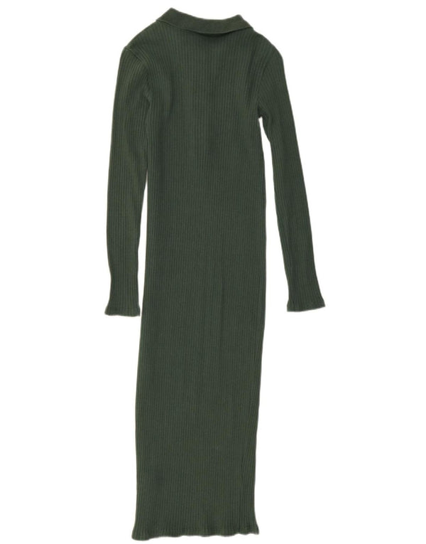 Rochie polo maxi cu mânecă lungă pentru femei Zara UK 10 Bumbac verde mic