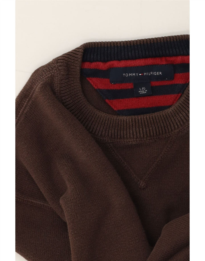 Pulover pentru bărbați Tommy Hilfiger cu gâtul turnat, maro mare