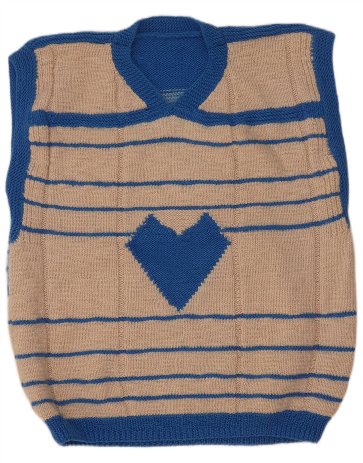 Vestă Vintage pentru bărbați Tank Top Mediu Bej în dungi