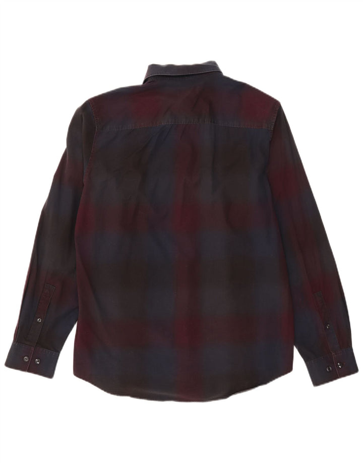 Cămașă pentru bărbați Calvin Klein, bumbac carouri burgundy mediu