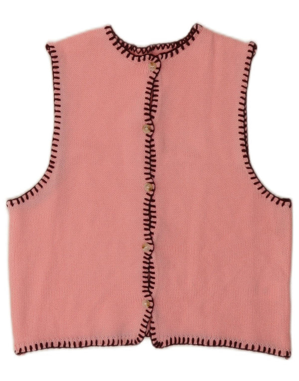 Pulover cardigan fără mâneci pentru femei VINTAGE UK 6 XS roz acrilic
