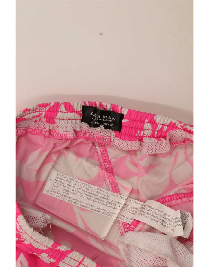 Pantaloni scurți sport pentru bărbați Zara, mari, roz, poliester floral