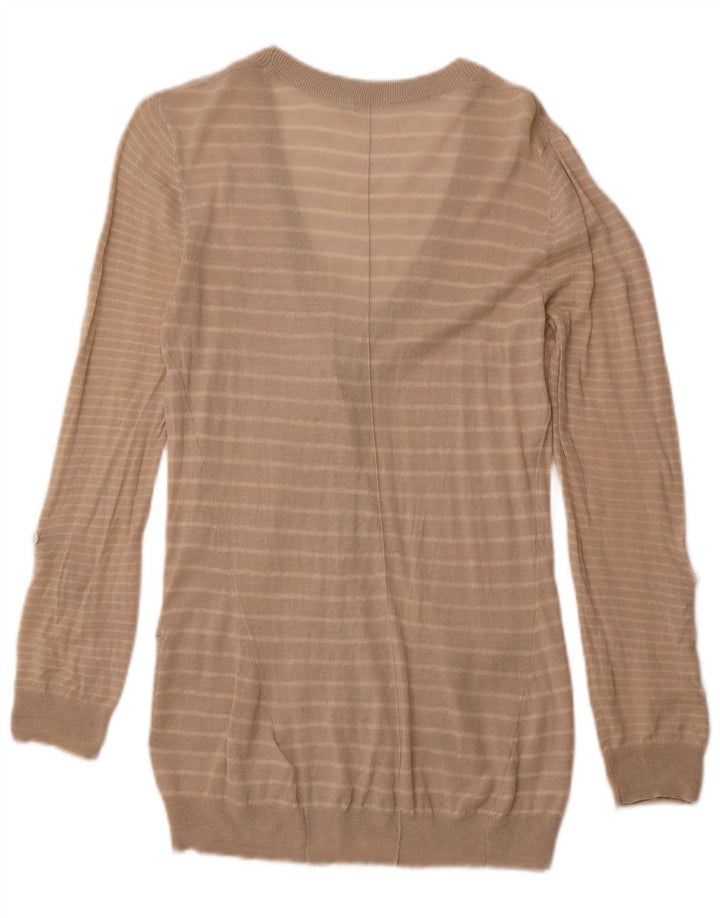 WHITE STUFF Pulover cardigan pentru femei UK 14 In mare cu dungi bej