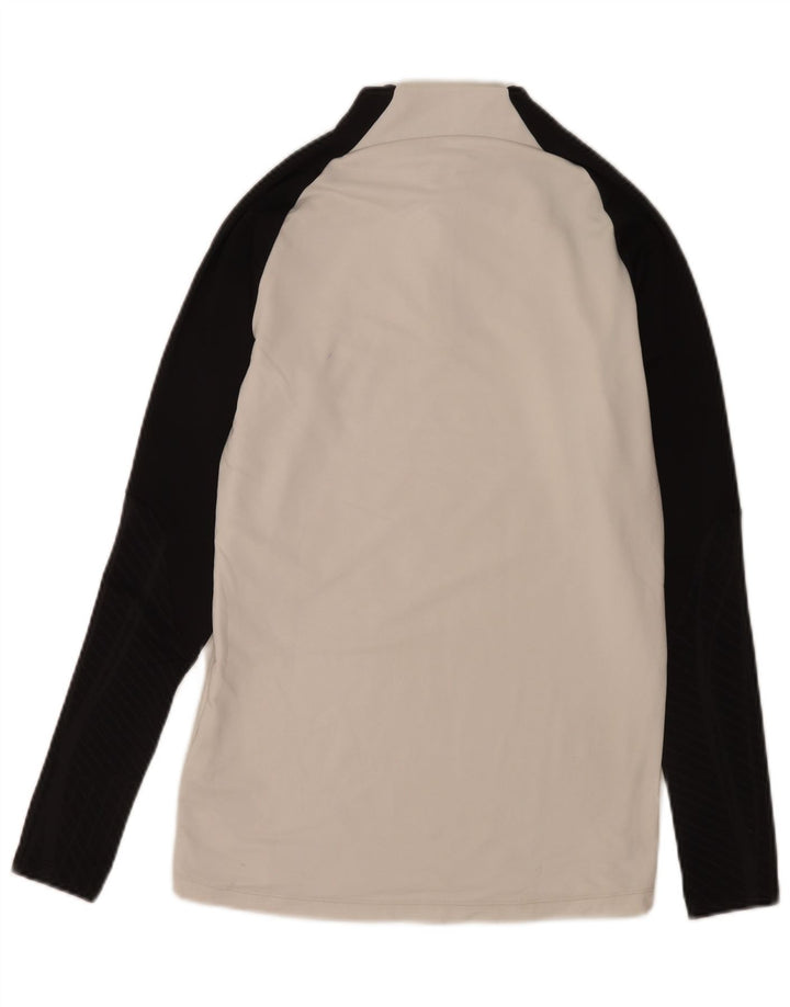 Top de trening pentru bărbați Dri Fit, cu fermoar și gât, pulover, alb, mic