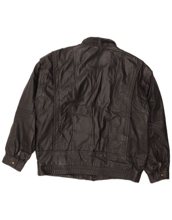 Jachetă din piele pentru bărbați Paviano UK 42 XL din piele neagră