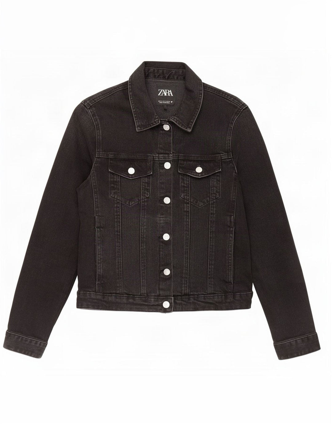Jachetă de denim scurtă pentru femei Zara UK 14 Large Black