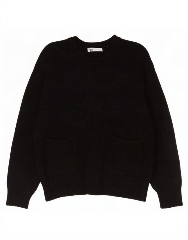Pulover supradimensionat pentru femei Zara, cu gâtul turn, UK 16 Poliester negru mare