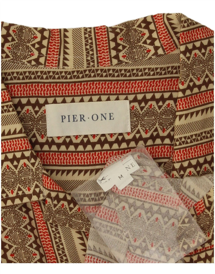 Cămașă cu mânecă scurtă pentru bărbați Pier One, cu dungi kaki medii