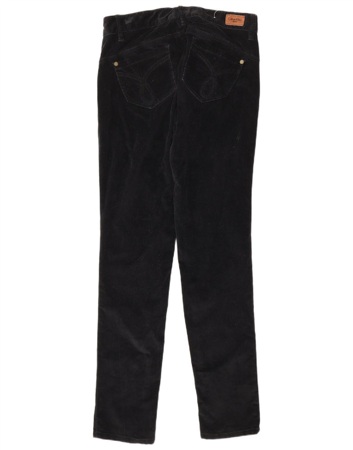 CALVIN KLEIN Pantaloni skinny din velur pentru femei L27 L32 bumbac negru