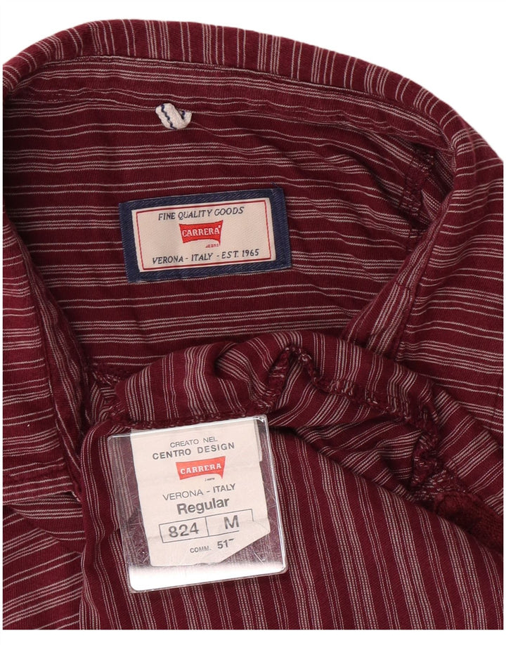 Carrera Mens Medium Maroon Striped Bumbac