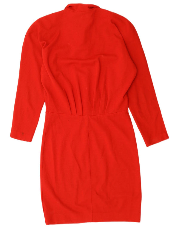 Rochie vintage pentru femei cu mâneci lungi UK 14 Medium Red