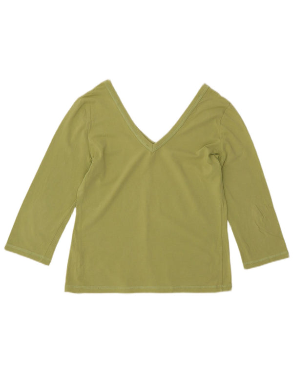 MARLBORO CLASSICS Crop Top pentru femei mâneci 3/4 UK 14 mare bumbac verde