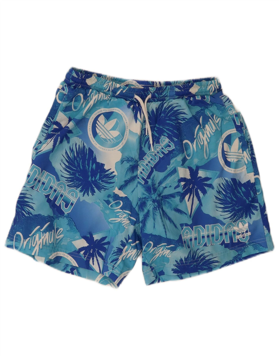 Pantaloni scurți de înot grafic pentru bărbați Adidas Mic, albastru, poliester hawaian