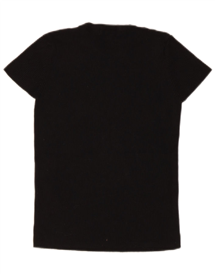 ZARA Womens T-Shirt Top UK 12 Medium Black Viscose Vintage Zara and Second-Hand Zara from Messina Hembry 