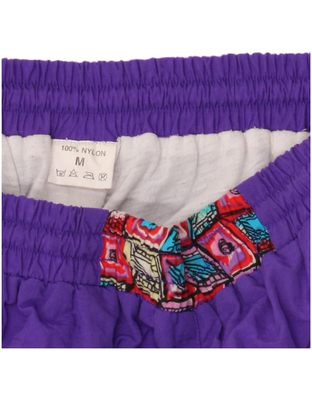 VINTAGE Pantaloni de trening pentru femei Joggeri UK 14 Medium Purple Geometric