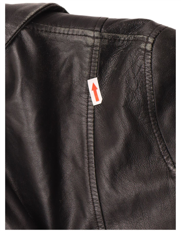 Palton din piele vintage pentru femei UK 12 Medium Black