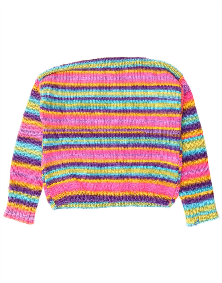 Pulover VINTAGE pentru femei cu gât de barcă UK 12 Medium, multicolore, cu dungi