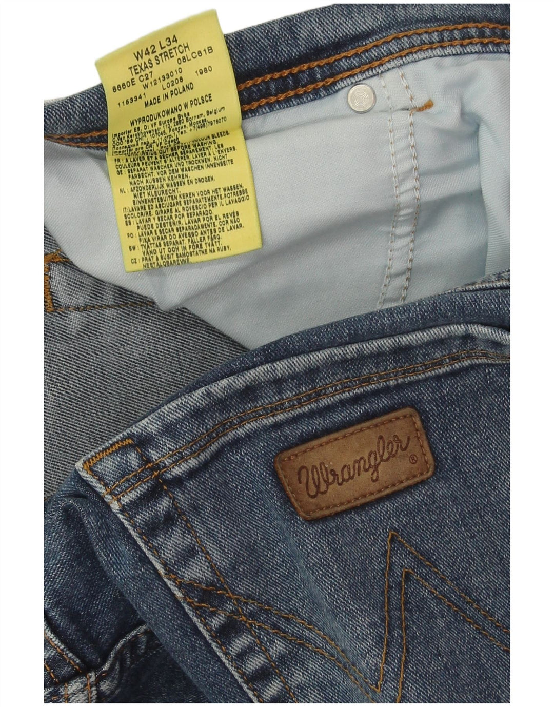 Blugi drepte stretch pentru bărbați Wrangler Texas W42 L34 Bumbac albastru