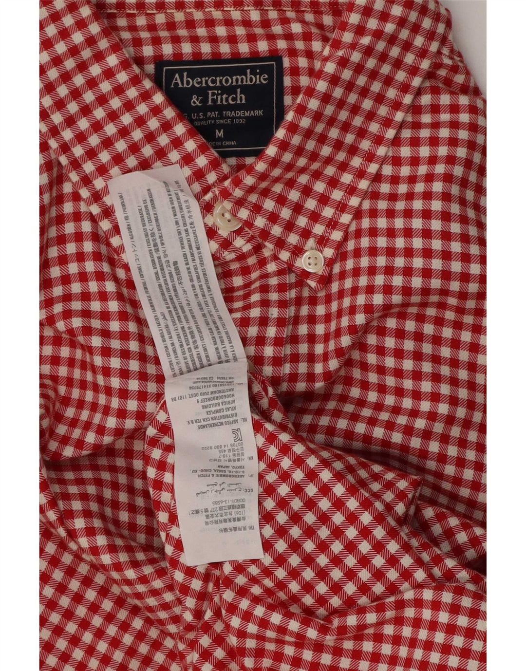 Cămașă pentru bărbați Abercrombie & Fitch, bumbac vichy roșu mediu