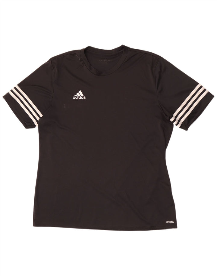 Tricou Adidas Climalite pentru bărbați Top mare din poliester negru