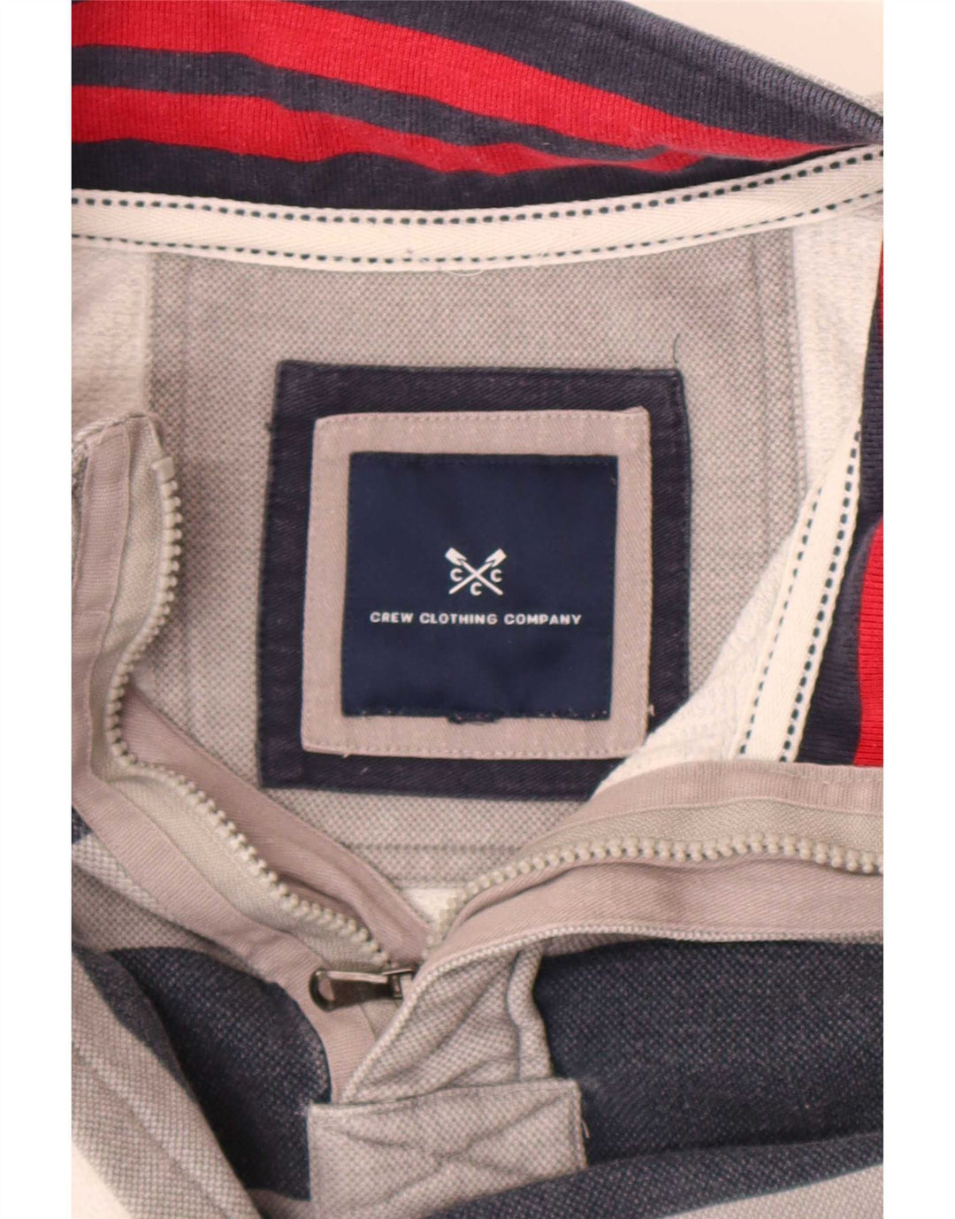 Crew Clothing Hanorac pentru bărbați, cu fermoar și gât, Jumper Medium Gri în dungi