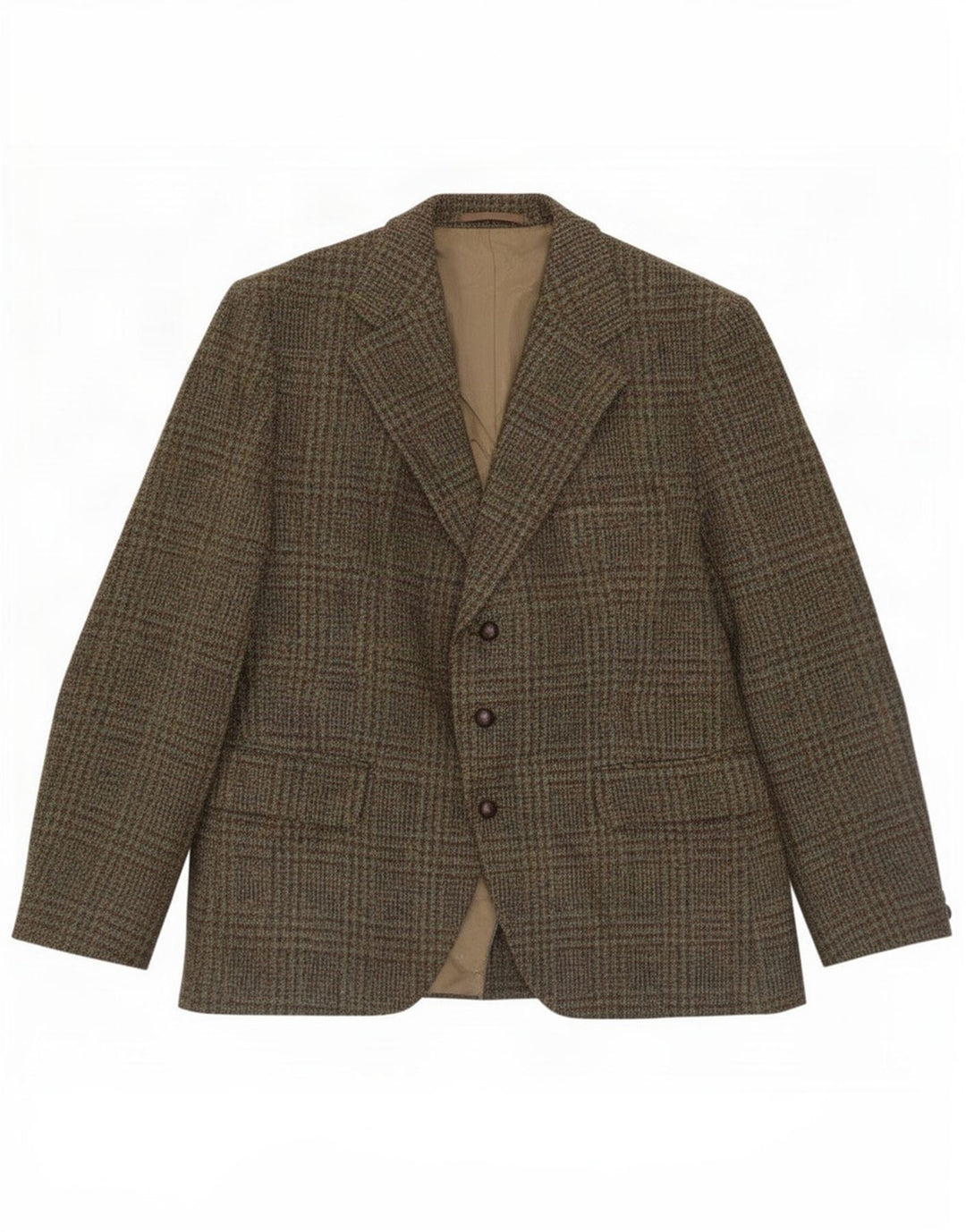 Jachetă pentru bărbați Harris Tweed, cu 3 nasturi, UK 38 Medium Khaki Houndstooth