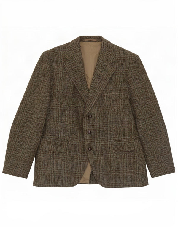Jachetă pentru bărbați Harris Tweed, cu 3 nasturi, UK 38 Medium Khaki Houndstooth