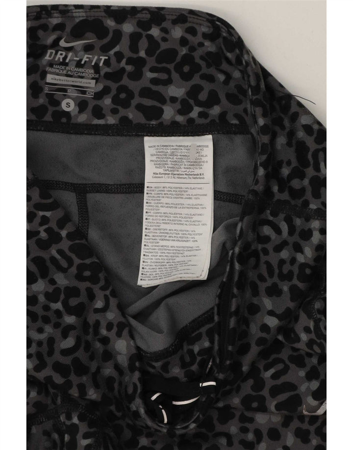 Leggings Dri Fit Nike pentru femei UK 8, gri mic, poliester cu imprimeu animal