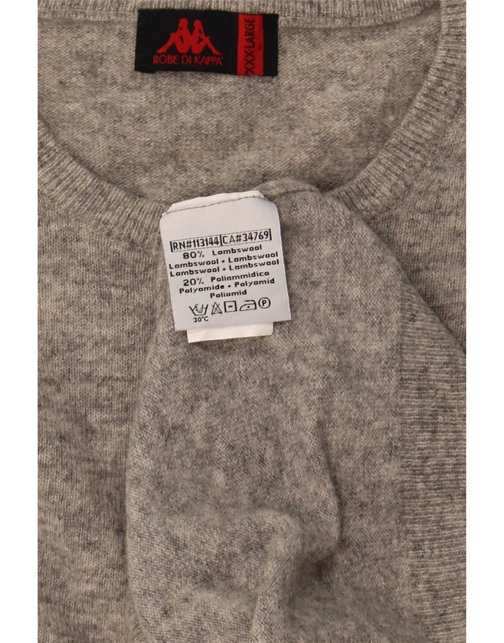 Pulover pentru bărbați Kappa cu decolteu triplu, 3XL, lână de miel gri