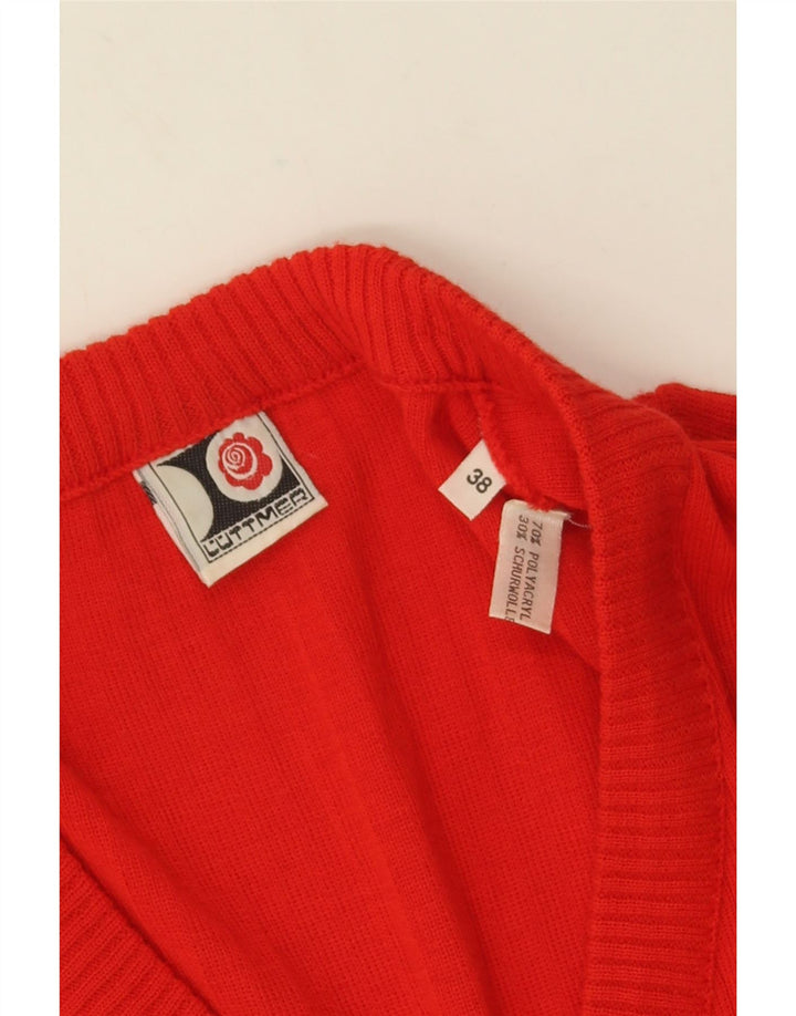 Pulover Cardigan Vintage pentru Damă EU 38 Roșu Mediu Poliacrilic
