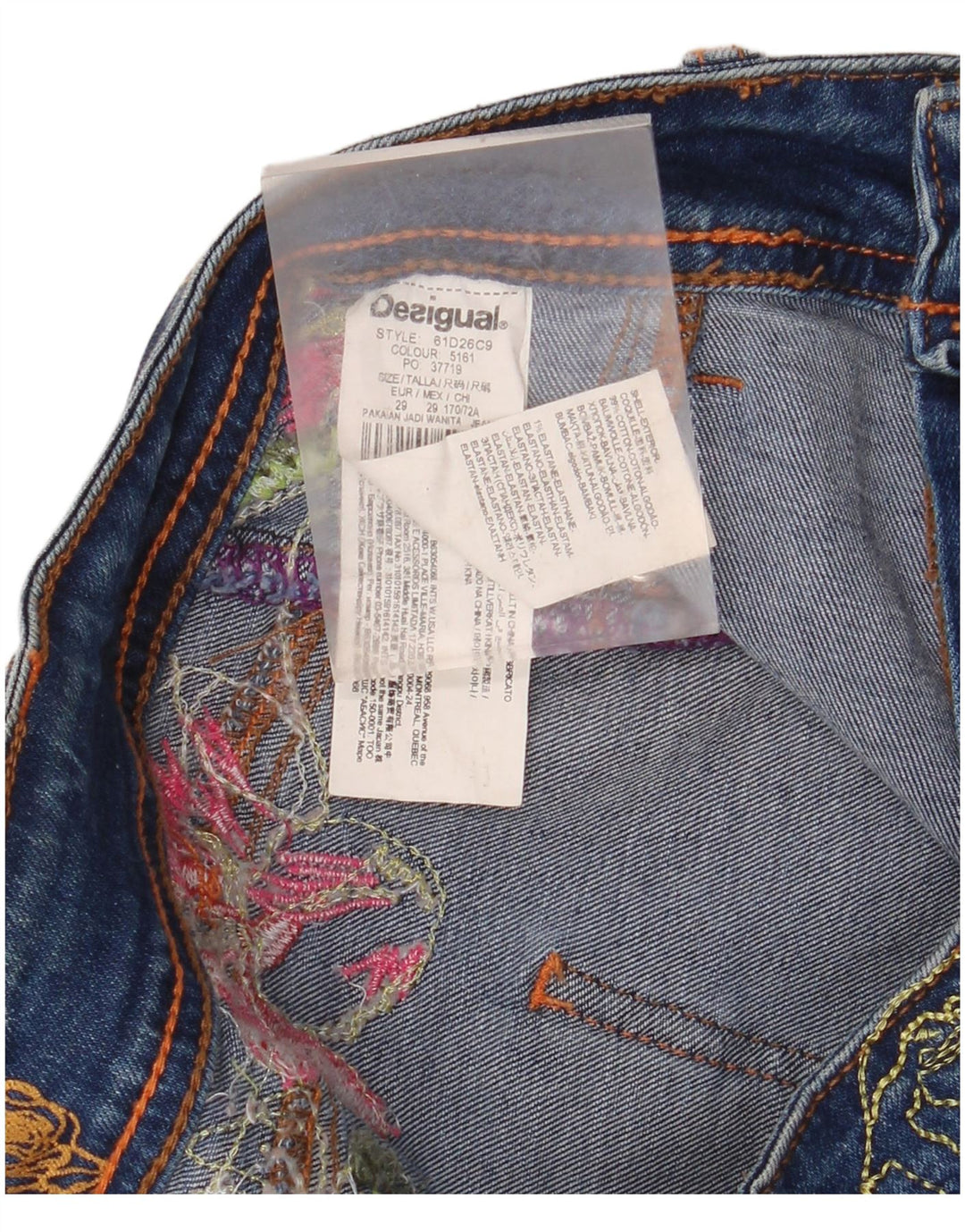 Blugi Desigual Femei Slim W29 L32 Bumbac Floral Albastru