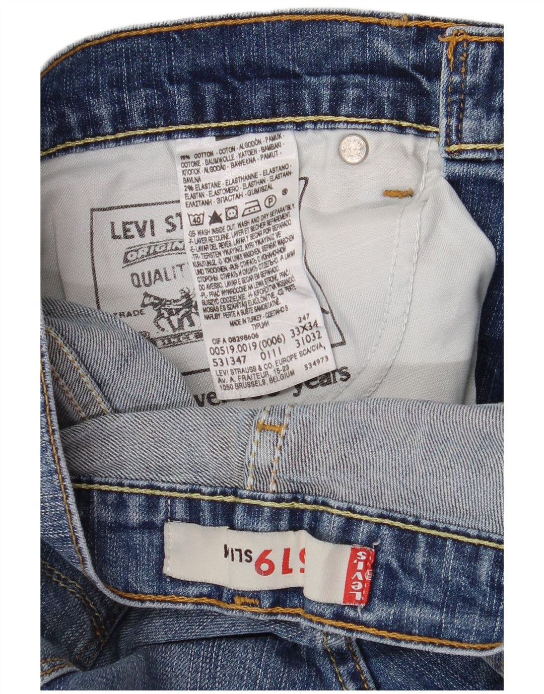 Blugi Levi's 519 Slim pentru bărbați W33 L34 Bumbac albastru