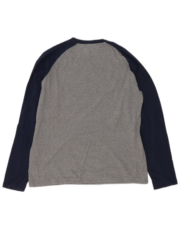 Top grafic pentru bărbați Fila cu mânecă lungă, gri mic, bumbac color bloc