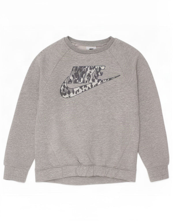 Pulover pentru fete Nike Graphic Pulover 6-7 ani mare bumbac gri