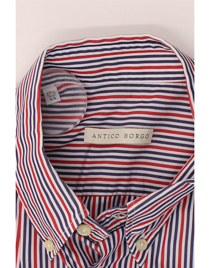 BORGO ANTICO Mens Shirt Size 17 1/2 44 XL Multicoloured Striped Vintage Borgo Antico and Second-Hand Borgo Antico from Messina Hembry 