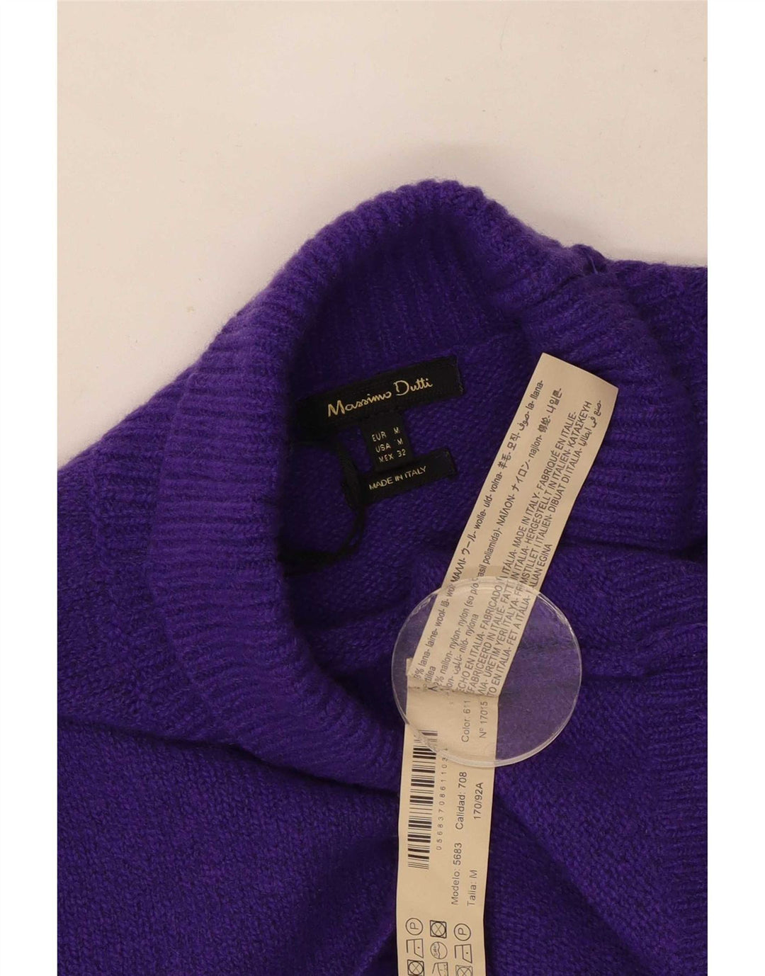 Pulover pentru femei Massimo Dutti cu gât rulat din lână violet mediu UK 14