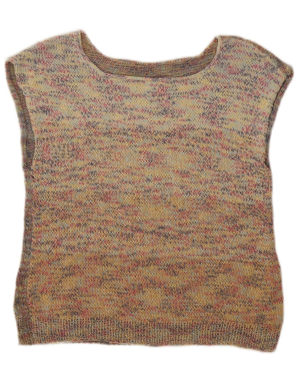 Vintage Crop Vest Tank Top UK 14 Medium Bej Flecked