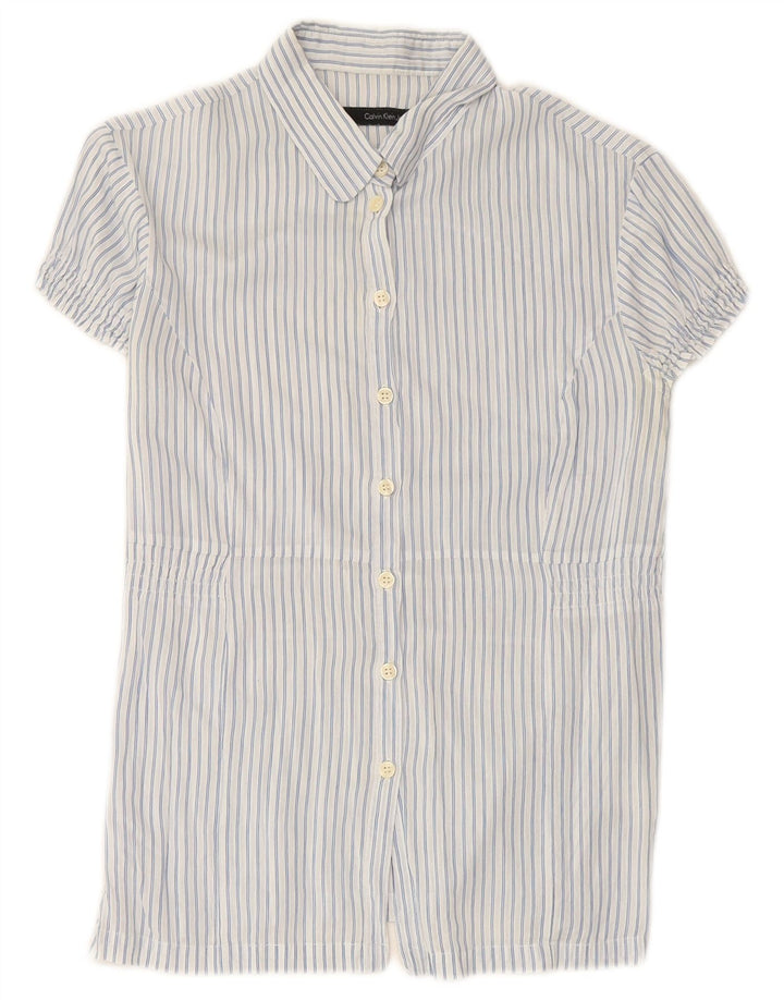 Cămașă cu mânecă scurtă pentru femei CALVIN KLEIN JEANS UK 12 Medium Blue Pinstripe