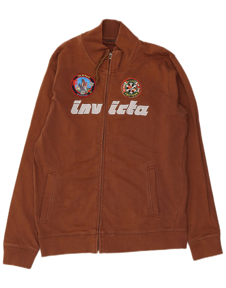 INVICTA Mens Graphic Tracksuit Top Jacket Large Brown Cotton