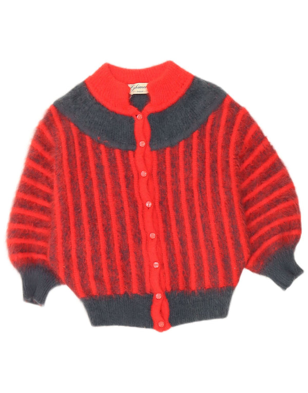 Pulover Cardigan Vintage pentru femei Liliac, Marea Britanie 4 XS, cu dungi roșii