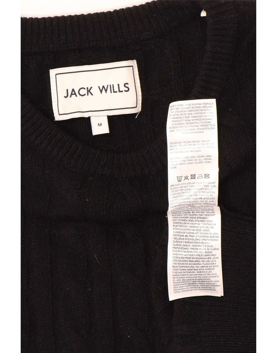 Pulover Jack Wills pentru bărbați, cu gât de barcă, nailon mediu negru