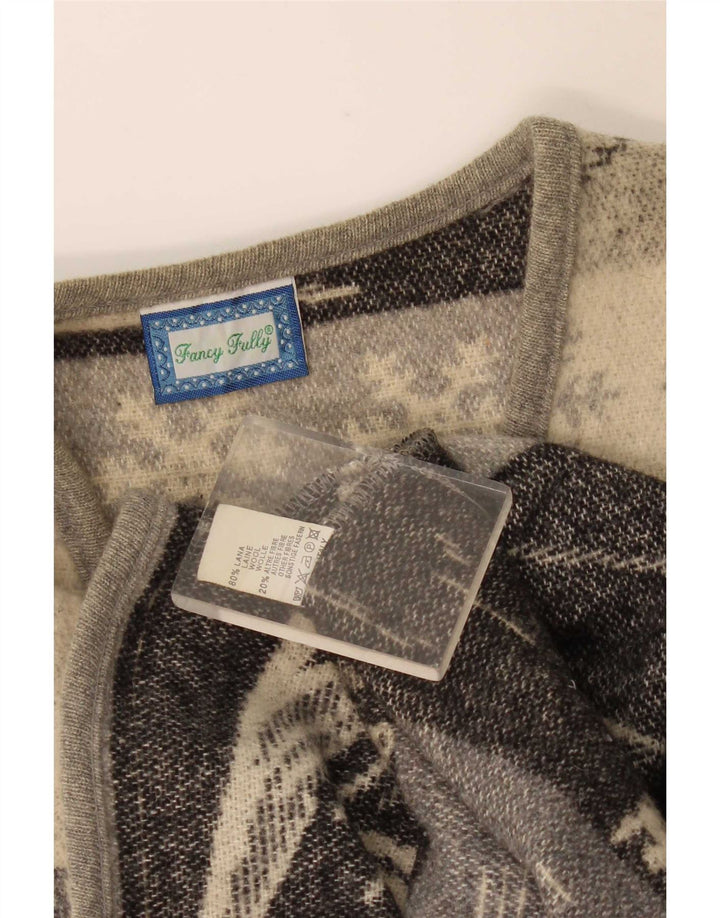 Pulover cardigan fără mâneci pentru bărbați vintage, gri mediu, lână