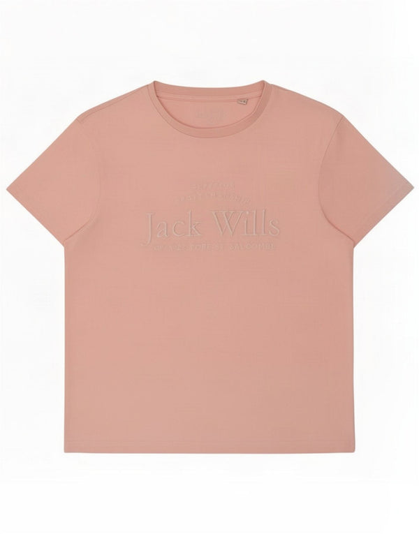 Jack Wills Tricou grafic pentru femei Top UK 12 Medium Pink Bumbac