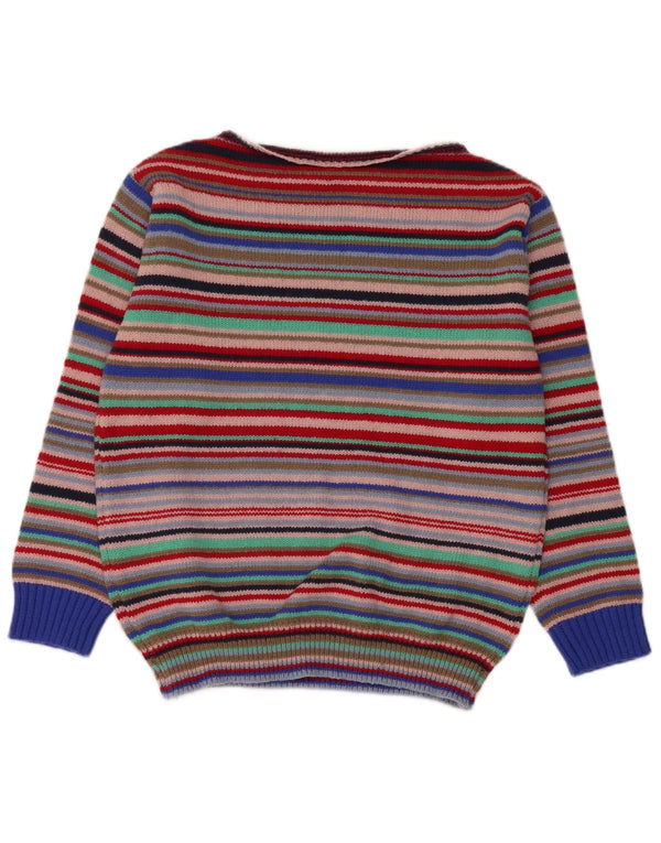 Vintage Womens Boat Neck Jumper Sweater UK 14 Medium Multicoloured Striped